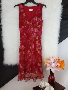 ALYN PAIGE Red V-Neck High Low Dress Size M